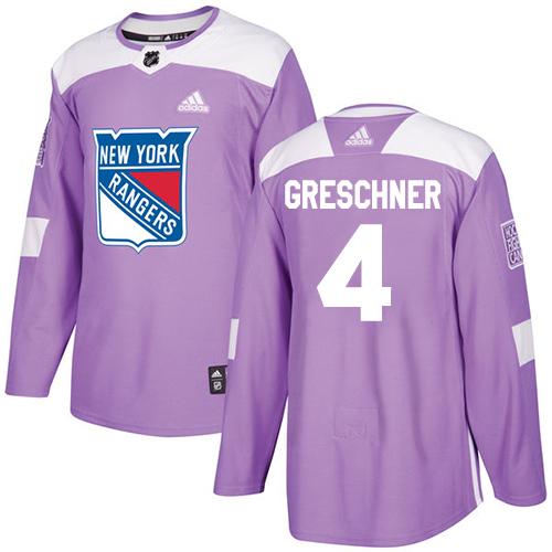 Adidas Rangers #4 Ron Greschner Purple Authentic Fights Cancer Stitched NHL Jersey - Click Image to Close